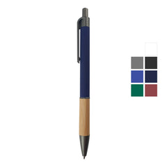 Push Button Ballpoint Pen with Bamboo Grip | Logo Printed Business Gift – Yalla Printing UAE