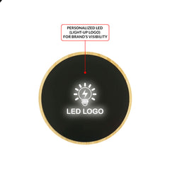Custom Printed Bamboo Wireless Charger 15W Fast Charging & LED Logo - Bamboo | Logo Branding Corporate Gift | UAE Delivery | Yalla Printing UAE