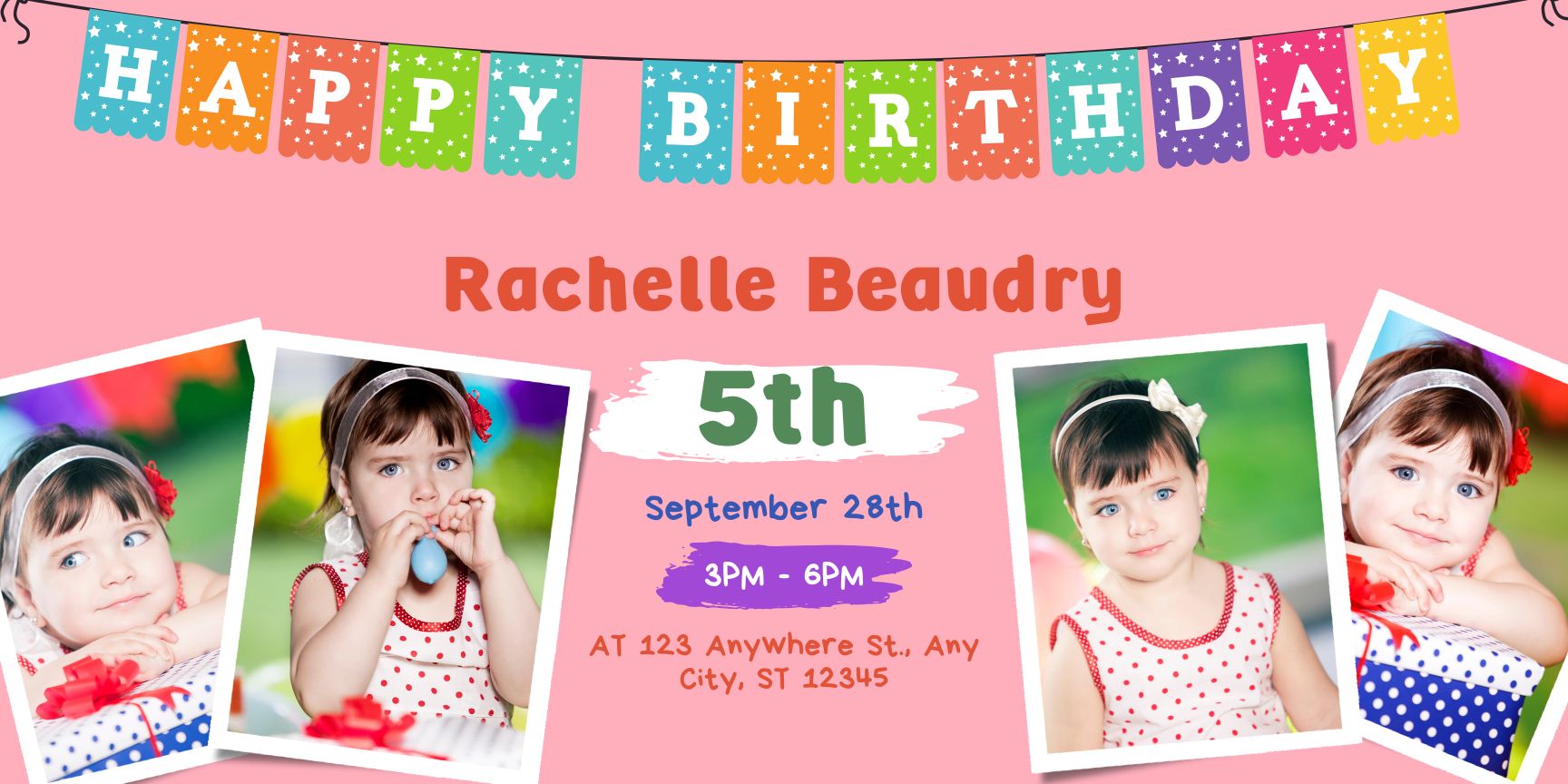 Pink Colorful Kids Birthday Banner - Vibrant Celebration Decor - Yalla Printing