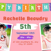 Pink Colorful Kids Birthday Banner - Vibrant Celebration Decor - Yalla Printing