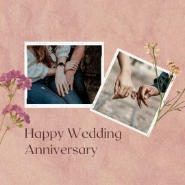 Elegant Pink Happy Wedding Anniversary Banner - Romantic Anniversary Decor - Yalla Printing