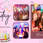 Pink Minimalist Birthday Banner Landscape - Yalla Printing