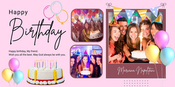 Pink Minimalist Birthday Banner Landscape