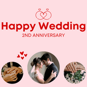 Pink Simple Happy Wedding Anniversary Greeting Banner - Yalla Printing