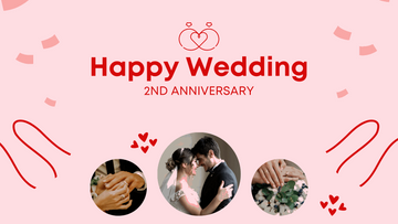 Pink Simple Happy Wedding Anniversary Greeting Banner