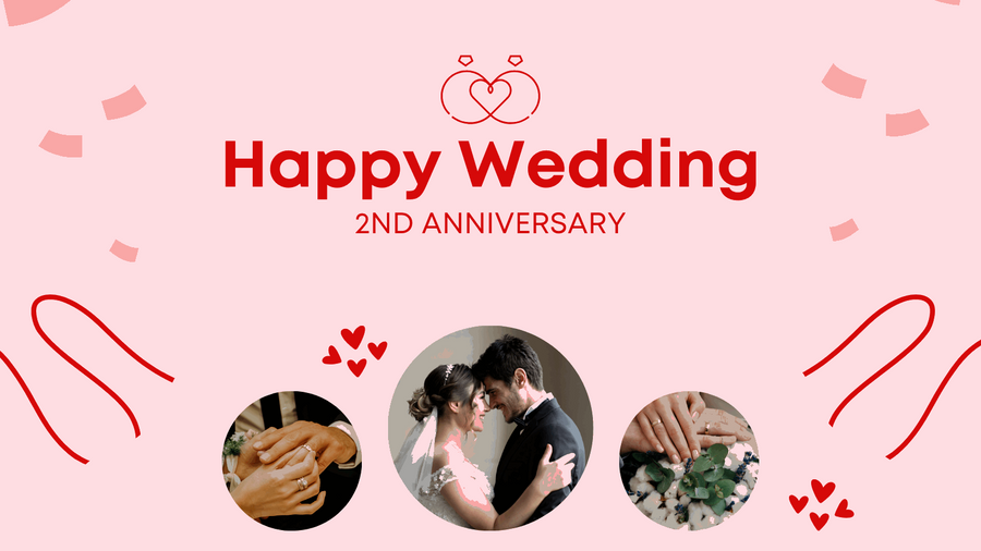 Pink Simple Happy Wedding Anniversary Greeting Banner - Yalla Printing