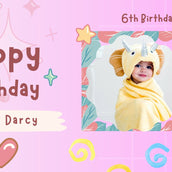 Pink Simple Playful Happy Birthday Banner - Yalla Printing