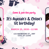 Pink & Navy Blue Twins First Birthday Banner - Adorable Dual-Tone Celebration Decor - Yalla Printing