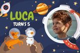 Galactic Planets Adventure" Personalized Birthday Banner - Explore the Universe - Yalla Printing