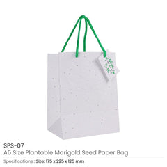 Custom Printed Plantable Marigold Seed Paper Bags In A4 Size With Tag | Custom Branded Bag | UAE Delivery | Yalla Printing UAE