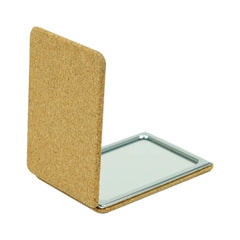 Custom Printed Rectangle Pocket Mirror, Double - Sided Foldable With Cork Finish Cover - Double Side Print | Logo Branding Corporate Gift | UAE Delivery | Yalla Printing UAE