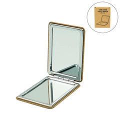 Custom Printed Rectangle Pocket Mirror, Double - Sided Foldable With Cork Finish Cover - Double Side Print | Logo Branding Corporate Gift | UAE Delivery | Yalla Printing UAE