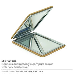 Custom Printed Rectangle Pocket Mirror, Double - Sided Foldable With Cork Finish Cover - Double Side Print | Logo Branding Corporate Gift | UAE Delivery | Yalla Printing UAE