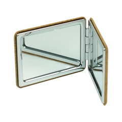 Custom Printed Rectangle Pocket Mirror, Double - Sided Foldable With Cork Finish Cover - Double Side Print | Logo Branding Corporate Gift | UAE Delivery | Yalla Printing UAE