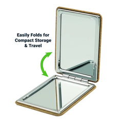 Custom Printed Rectangle Pocket Mirror, Double - Sided Foldable With Cork Finish Cover - Double Side Print | Logo Branding Corporate Gift | UAE Delivery | Yalla Printing UAE