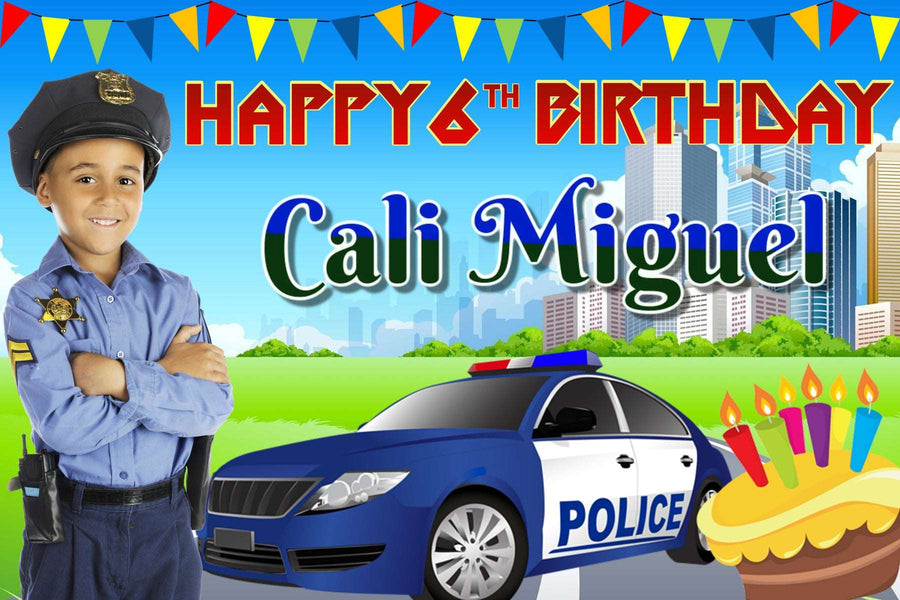 Police Party Patrol" Personalized Birthday Banner - Law Enforcement Fun! - Yalla Printing