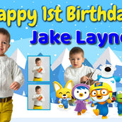 Adorable Pororo Theme Personalized PVC Flex Banner - Custom Birthday Party Decor - Yalla Printing
