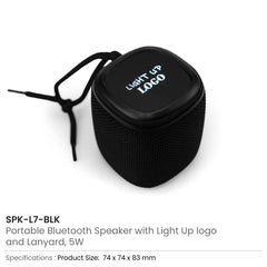 Custom Printed Portable Bluetooth Speaker With Light Up Logo And Lanyard - Portable Structure | Logo Branding Corporate Gift | UAE Delivery | Yalla Printing UAE