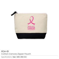 Custom Printed Zipper Pouch With Breast Cancer Awareness Logo - Canvas Fabric | Custom Branded Bag | UAE Delivery | Yalla Printing UAE