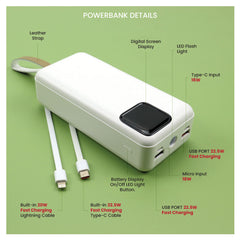 Custom Printed Fast Charging Powerbank 30, 000 Mah With Flashlight & Leather Strap | Logo Branding Corporate Gift | UAE Delivery | Yalla Printing UAE
