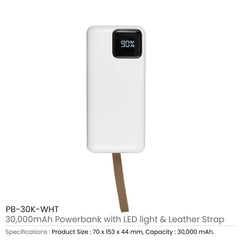 Fast Charging Powerbank 30,000 mAh with Flashlight & Leather Strap