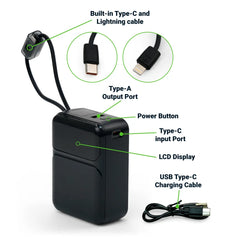 Powerbank With Built-in Type-c & Lightning Cables, 20,000mah, 45w Fast Charging | Logo Branding Corporate Gift | UAE Delivery | Yalla Printing UAE