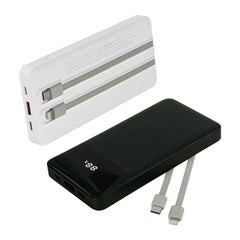 Powerbank With LED Screen 10,000 Mah & Built-in Cables