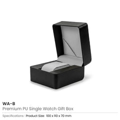 Custom Printed Premium PU Leather Single Watch Gift Box with Removable Cushions | Logo Branding Corporate Gift | UAE Delivery | Yalla Printing UAE