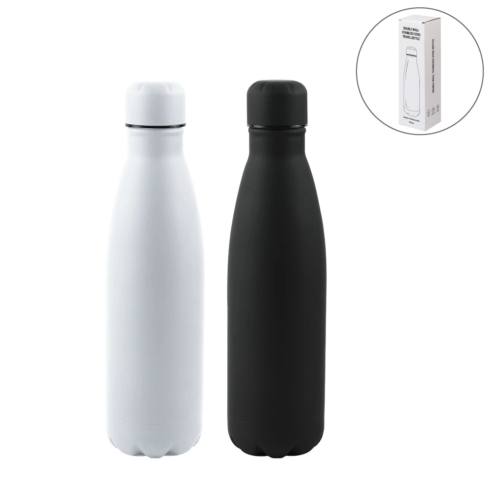 Custom Printed Premium Soft Touch Matt Cola Bottles in Stainless Steel 500ml | Custom Packaging Printing | Free Design Support | Yalla Printing UAE