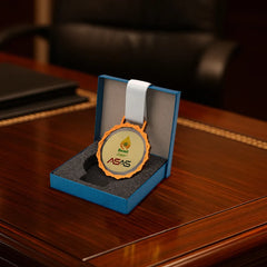 Glass Medals with Metal Frame and 3cm White Ribbon | Restaurant & Takeaway Branding – Yalla Printing UAE