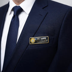 Custom Printed Shiny Gold And Silver Plated Metal Name Badges - Stainless Steel | Logo Branding Corporate Gift | UAE Delivery | Yalla Printing UAE