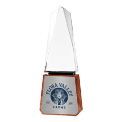 Tower Shaped Crystal Awards with Wooden Base