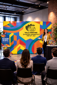 Custom Printed Magnetic Straight Pop Up Stand 3 x 3 with Foldable Structure & Carry Bag – Premium Vinyl Printed Exhibition Backdrop Display | Magnet Panel System for Events, Trade Shows, Retail Promotions & Corporate Branding | Yalla Printing UAE