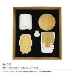 Custom Printed Promotional Tech Gift Sets With Brown Cardboard Gift Box - Bamboo | Custom Packaging Printing | Free Design Support | Yalla Printing UAE