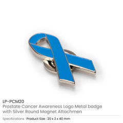 Custom Printed Prostate Cancer Awareness Logo Metal Badges With Magnet Attachment - Stainless Steel | Corporate Award & Recognition Gift | UAE Delivery | Yalla Printing UAE