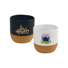Custom Printed Ceramic Cup With Cork Base 6 Oz Matte Finish Ramadan Gifts - Ceramic | Logo Branding Corporate Gift | UAE Delivery | Yalla Printing UAE
