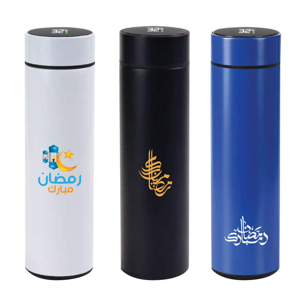 Custom Printed Double Wall Bottles with Temperature Display 500ml - Ramadan Gifts | Custom Packaging Printing | Free Design Support | Yalla Printing UAE
