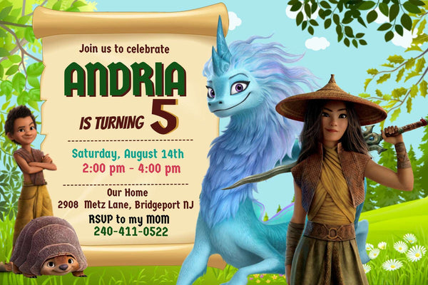 Raya and the Last Dragon" Personalized Birthday Banner - Embark on an Epic Adventure! - Yalla Printing