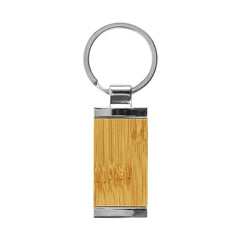 Rectangular Bamboo & Metal Keychains