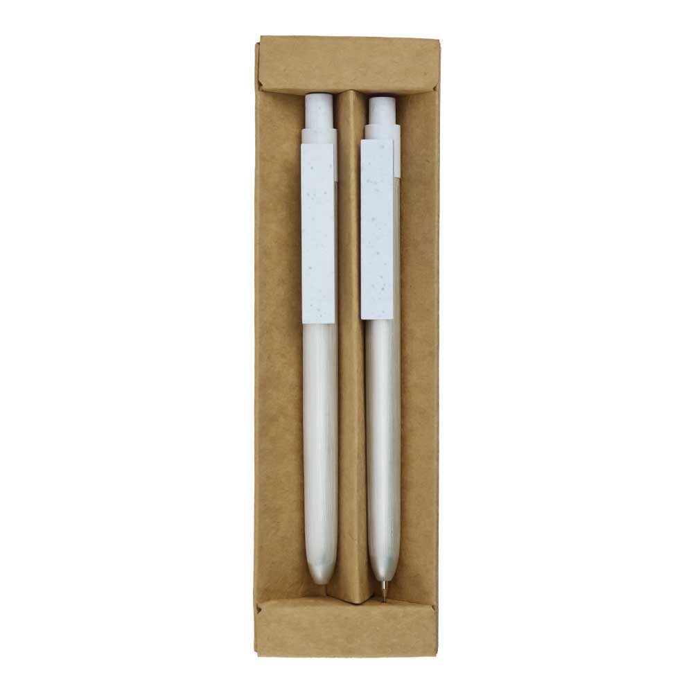 Custom Printed Recycled Aluminum Pen And Pencil Sets - Kraft Brown Paper | Exhibitions, Conferences, Corporate Events | Yalla Printing UAE