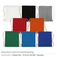 Custom Printed Recycled Drawstring Cotton Bags - Cotton Fabric | Exhibitions, Conferences, Corporate Events | Yalla Printing UAE