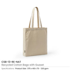 Custom Printed Recycled Cotton Tote Bags With Gusset 220 Gsm - Cotton Fabric | Custom Branded Bag | UAE Delivery | Yalla Printing UAE