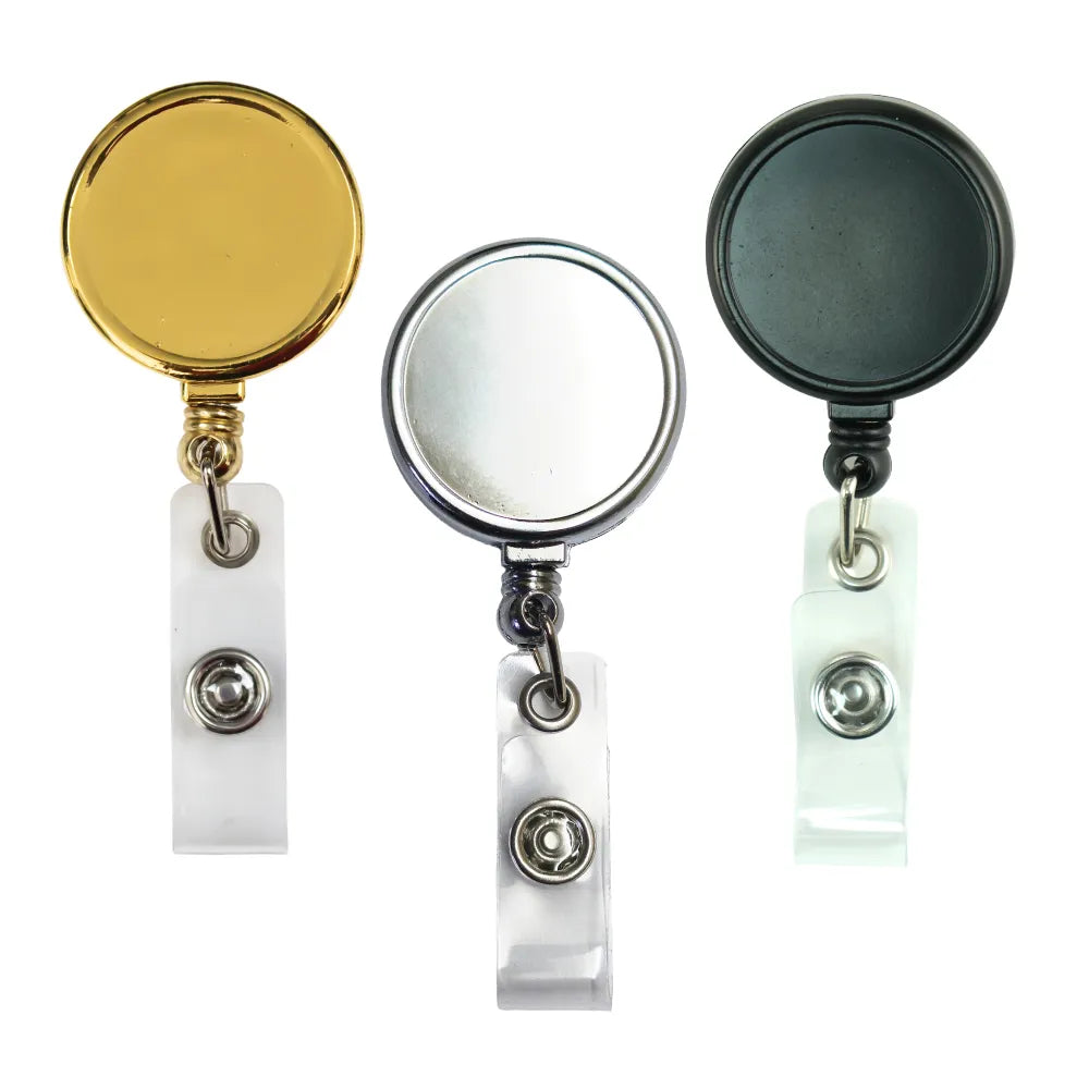 Custom Printed Round Metal Reel Badges - Stainless Steel | Corporate Award & Recognition Gift | UAE Delivery | Yalla Printing UAE