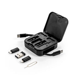 Custom Printed Retractable Charging Cable Set With Bamboo Top - 60W Fast Charging - Bamboo | Exhibitions, Conferences, Corporate Events | Yalla Printing UAE