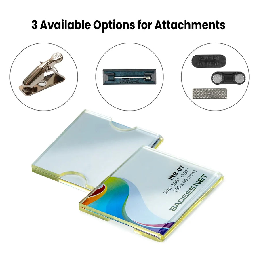 Custom Printed Reusable Acrylic Name Badges With Attachment | Exhibitions, Conferences, Corporate Events | Yalla Printing UAE