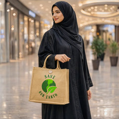 Custom Printed Reusable Jute Shopping Bags With Button Closure | Custom Branded Bag | UAE Delivery | Yalla Printing UAE