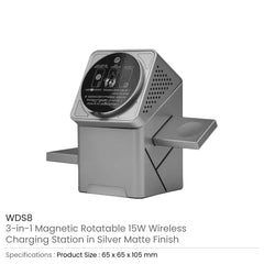 3-in-1 Rotating Wireless Charging Station 15w Fast Charging | Logo Branding Corporate Gift | UAE Delivery | Yalla Printing UAE