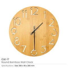 Custom Printed Round Bamboo Wall Clock, 28 CM Dia, Type Analog - Bamboo | Exhibitions, Conferences, Corporate Events | Yalla Printing UAE