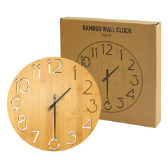 Custom Printed Round Bamboo Wall Clock, 28 CM Dia, Type Analog - Bamboo | Exhibitions, Conferences, Corporate Events | Yalla Printing UAE