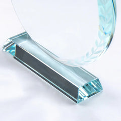 Custom Printed Round Clear Crystal Award With Engraved Leaves | Exhibitions, Conferences, Corporate Events | Yalla Printing UAE